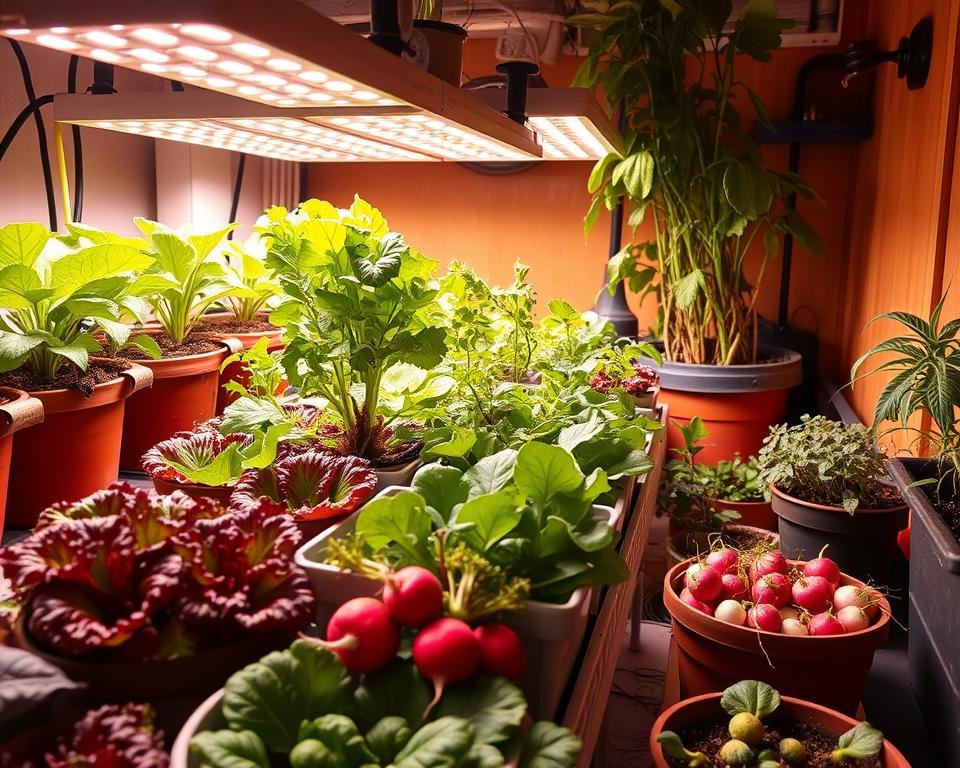 Indoor Winter Vegetable Gardening Light Setup