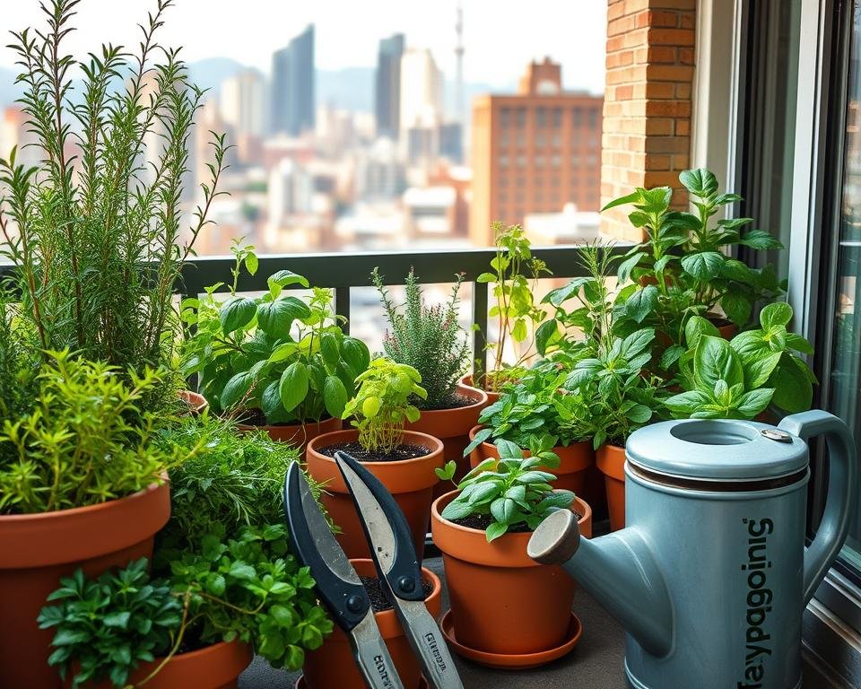 Urban Balcony Herb Garden Setup